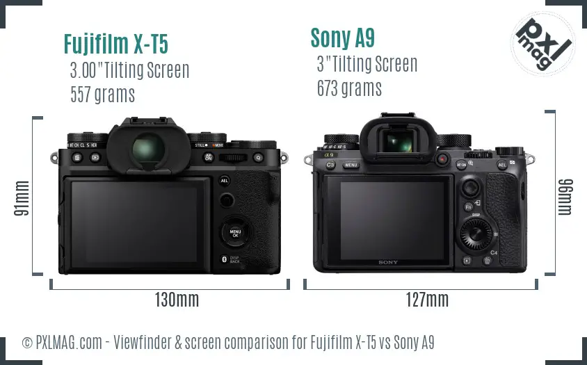 Fujifilm X-T5 vs Sony A9 Screen and Viewfinder comparison