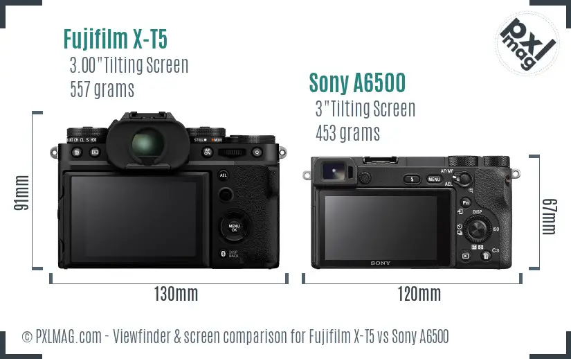 Fujifilm X-T5 vs Sony A6500 Screen and Viewfinder comparison