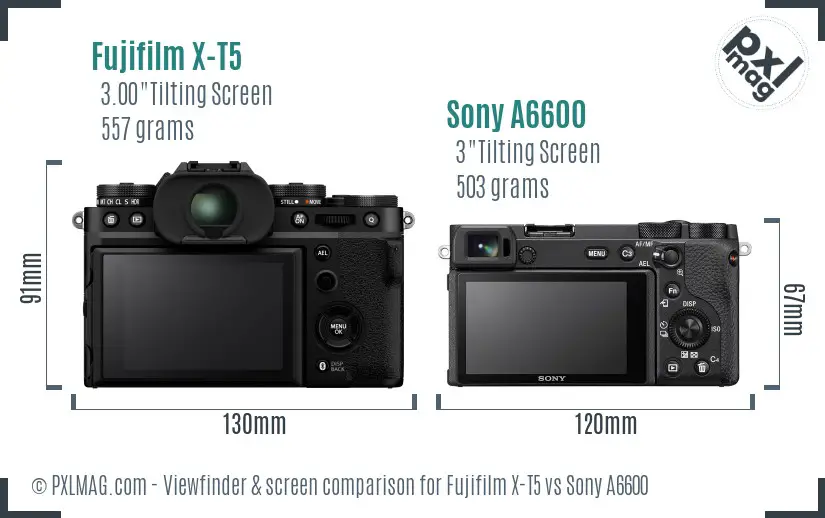 Fujifilm X-T5 vs Sony A6600 Screen and Viewfinder comparison