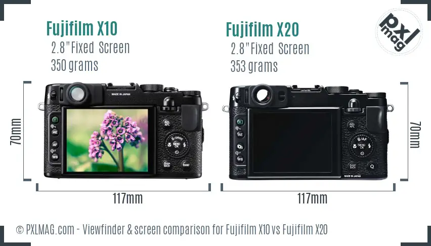 Fujifilm X10 vs Fujifilm X20 Screen and Viewfinder comparison
