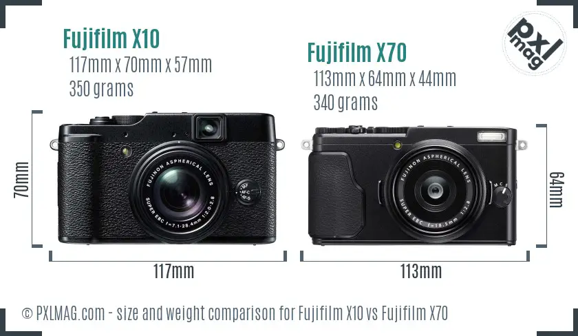 Fujifilm X10 vs Fujifilm X70 size comparison Fujifilm X10 vs Fujifilm X70 size comparison