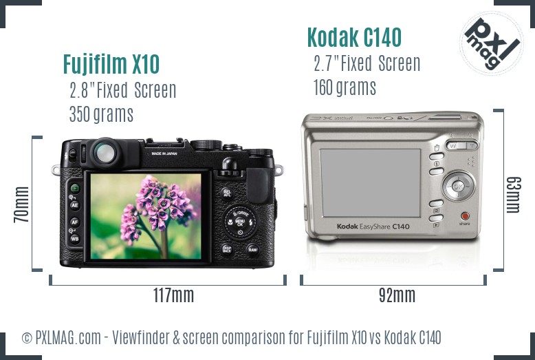 Fujifilm X10 vs Kodak C140 Screen and Viewfinder comparison
