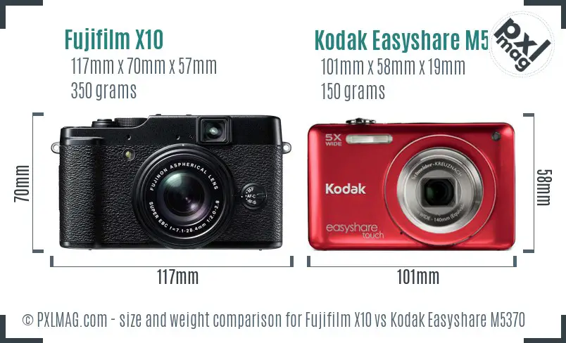 Fujifilm X10 vs Kodak Easyshare M5370 size comparison