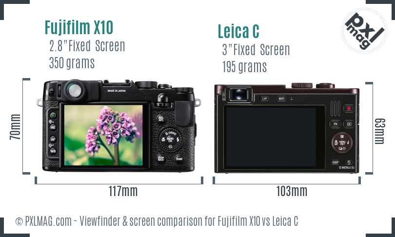 Fujifilm X10 vs Leica C Screen and Viewfinder comparison