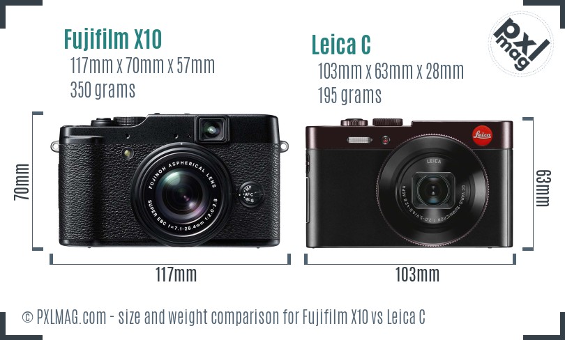 Fujifilm X10 vs Leica C size comparison Fujifilm X10 vs Leica C size comparison