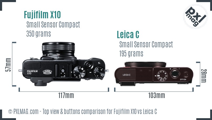 Fujifilm X10 vs Leica C top view buttons comparison