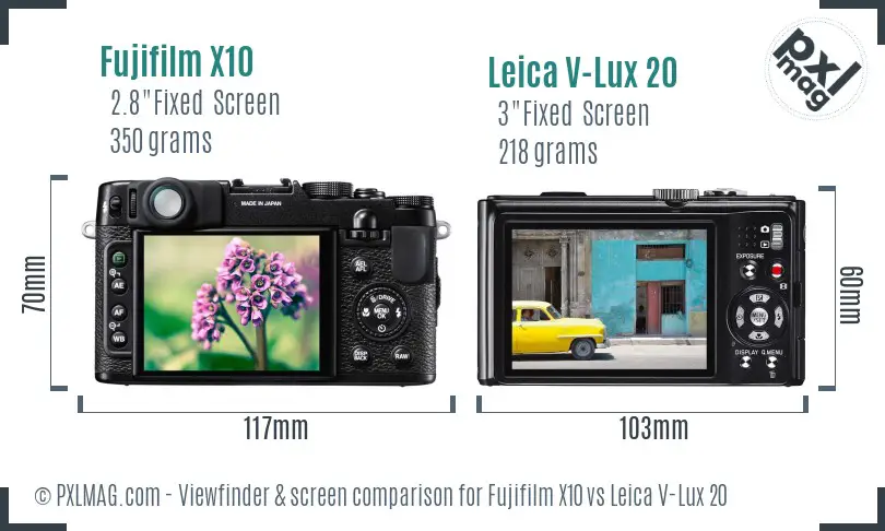 Fujifilm X10 vs Leica V-Lux 20 Screen and Viewfinder comparison