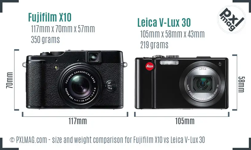 Fujifilm X10 vs Leica V-Lux 30 size comparison Fujifilm X10 vs Leica V-Lux 30 size comparison