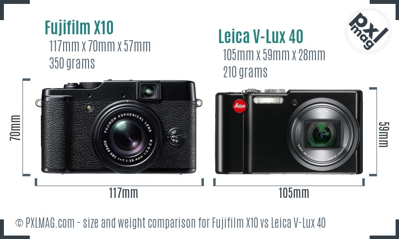 Fujifilm X10 vs Leica V-Lux 40 size comparison