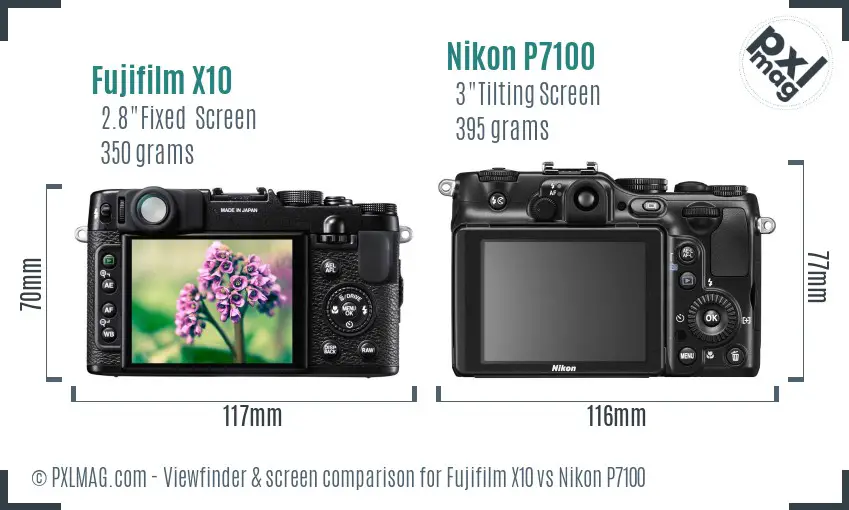 Fujifilm X10 vs Nikon P7100 Screen and Viewfinder comparison