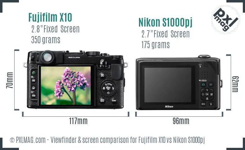 Fujifilm X10 vs Nikon S1000pj Screen and Viewfinder comparison Fujifilm X10 vs Nikon S1000pj Screen and Viewfinder comparison