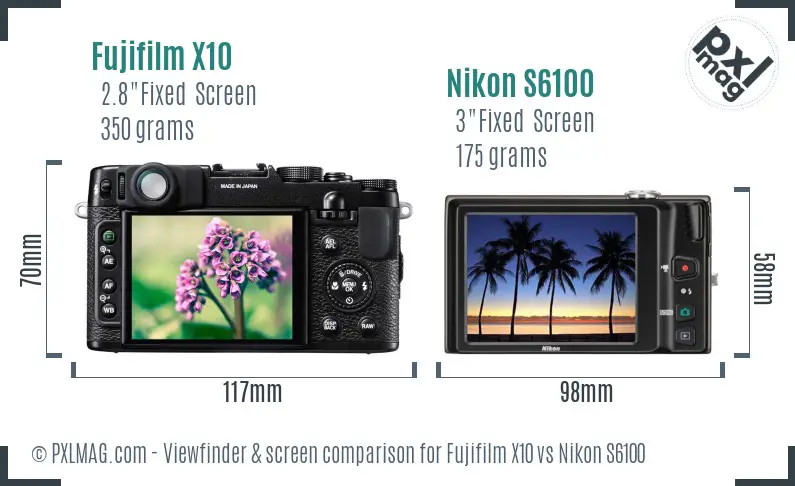 Fujifilm X10 vs Nikon S6100 Screen and Viewfinder comparison Fujifilm X10 vs Nikon S6100 Screen and Viewfinder comparison
