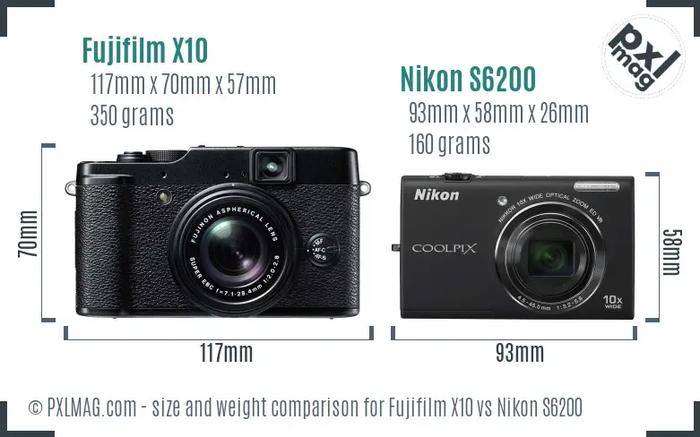 Fujifilm X10 vs Nikon S6200 size comparison Fujifilm X10 vs Nikon S6200 size comparison