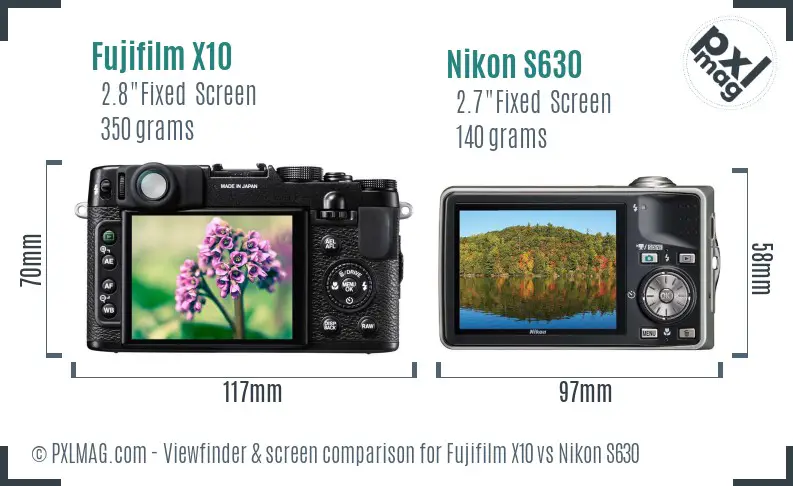 Fujifilm X10 vs Nikon S630 Screen and Viewfinder comparison Fujifilm X10 vs Nikon S630 Screen and Viewfinder comparison