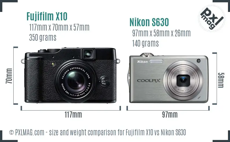 Fujifilm X10 vs Nikon S630 size comparison Fujifilm X10 vs Nikon S630 size comparison