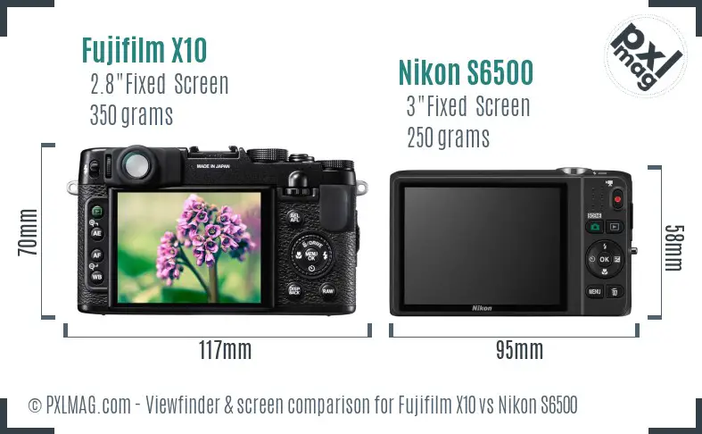 Fujifilm X10 vs Nikon S6500 Screen and Viewfinder comparison Fujifilm X10 vs Nikon S6500 Screen and Viewfinder comparison