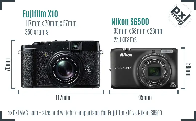 Fujifilm X10 vs Nikon S6500 size comparison Fujifilm X10 vs Nikon S6500 size comparison