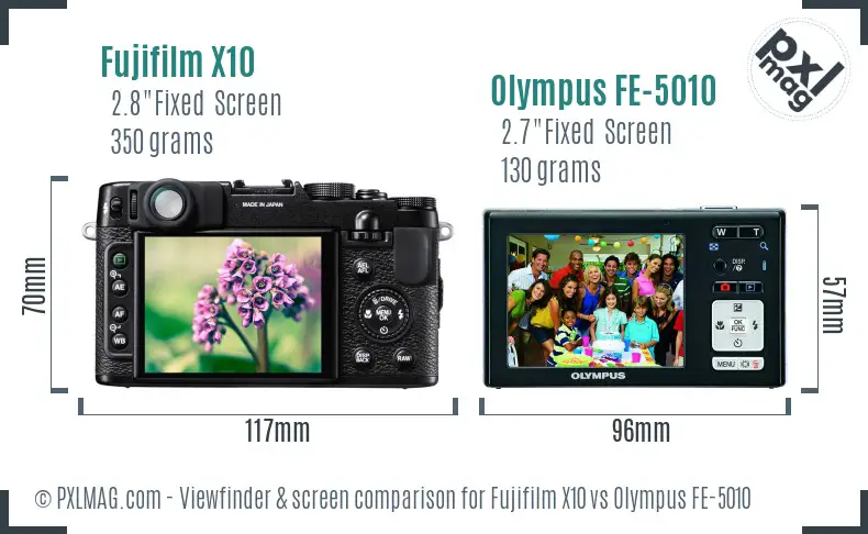 Fujifilm X10 vs Olympus FE-5010 Screen and Viewfinder comparison