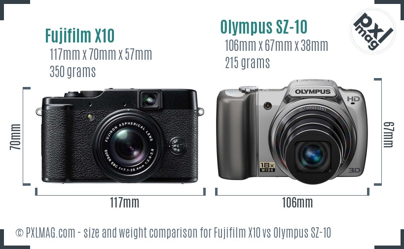 Fujifilm X10 vs Olympus SZ-10 size comparison Fujifilm X10 vs Olympus SZ-10 size comparison