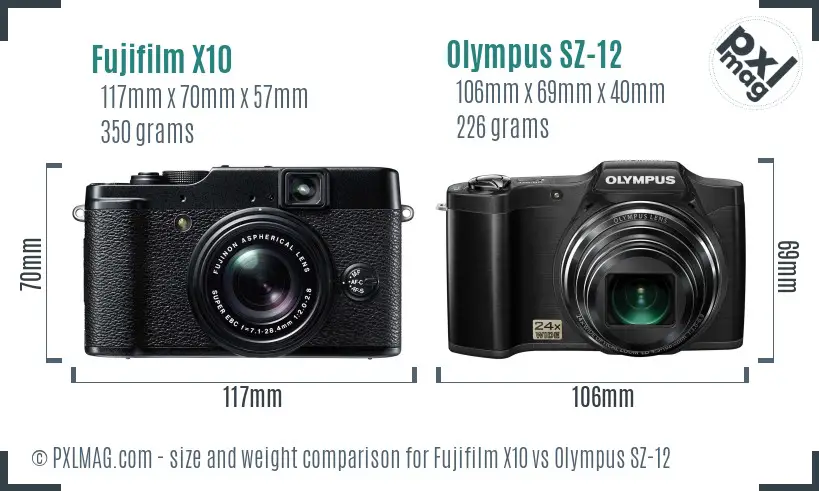 Fujifilm X10 vs Olympus SZ-12 size comparison