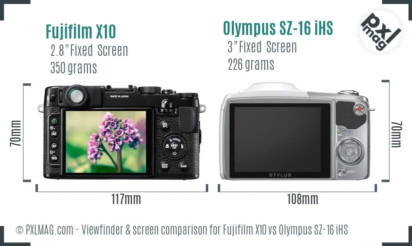 Fujifilm X10 vs Olympus SZ-16 iHS Screen and Viewfinder comparison Fujifilm X10 vs Olympus SZ-16 iHS Screen and Viewfinder comparison