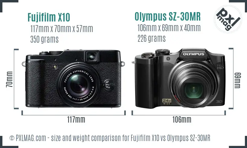 Fujifilm X10 vs Olympus SZ-30MR size comparison Fujifilm X10 vs Olympus SZ-30MR size comparison