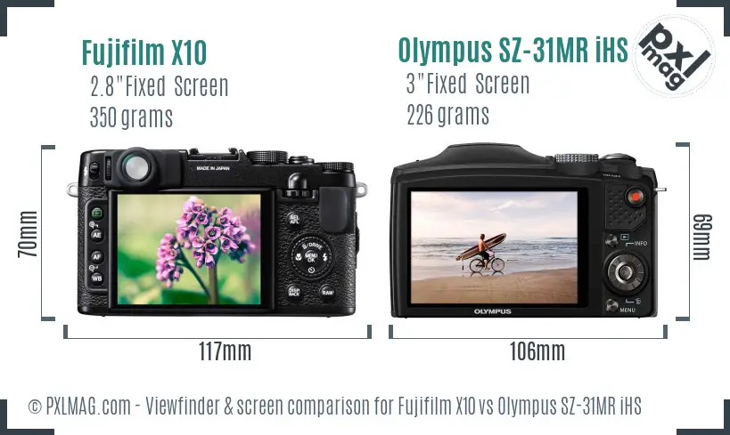 Fujifilm X10 vs Olympus SZ-31MR iHS Screen and Viewfinder comparison Fujifilm X10 vs Olympus SZ-31MR iHS Screen and Viewfinder comparison