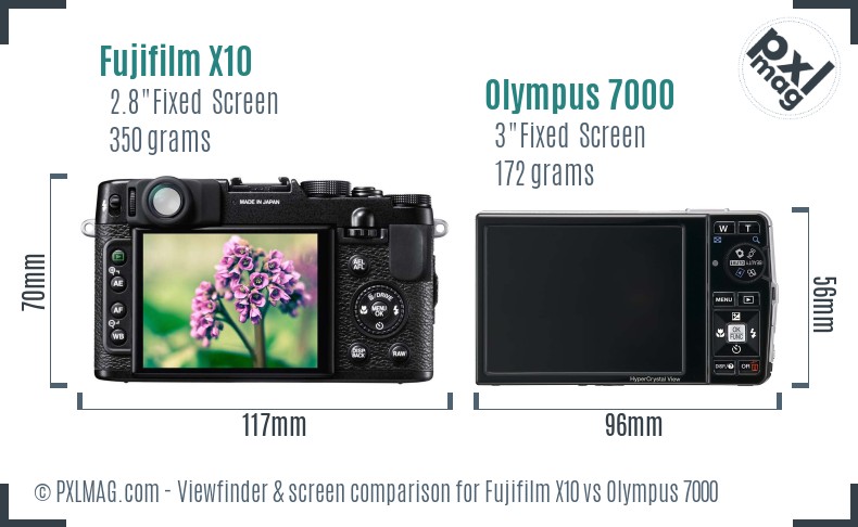 Fujifilm X10 vs Olympus 7000 Screen and Viewfinder comparison