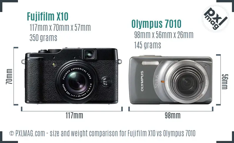 Fujifilm X10 vs Olympus 7010 size comparison