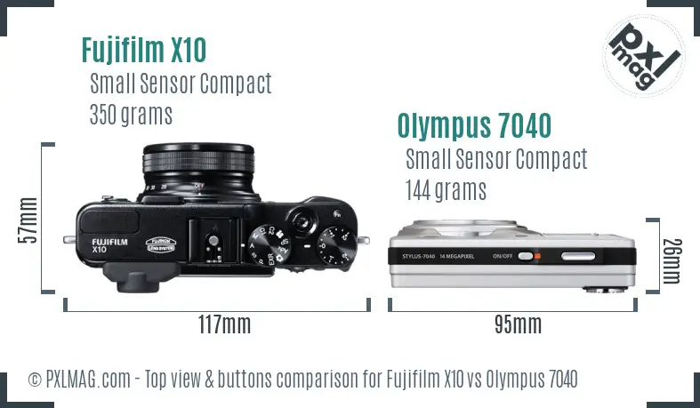 Fujifilm X10 vs Olympus 7040 top view buttons comparison