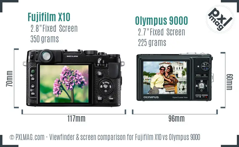 Fujifilm X10 vs Olympus 9000 Screen and Viewfinder comparison