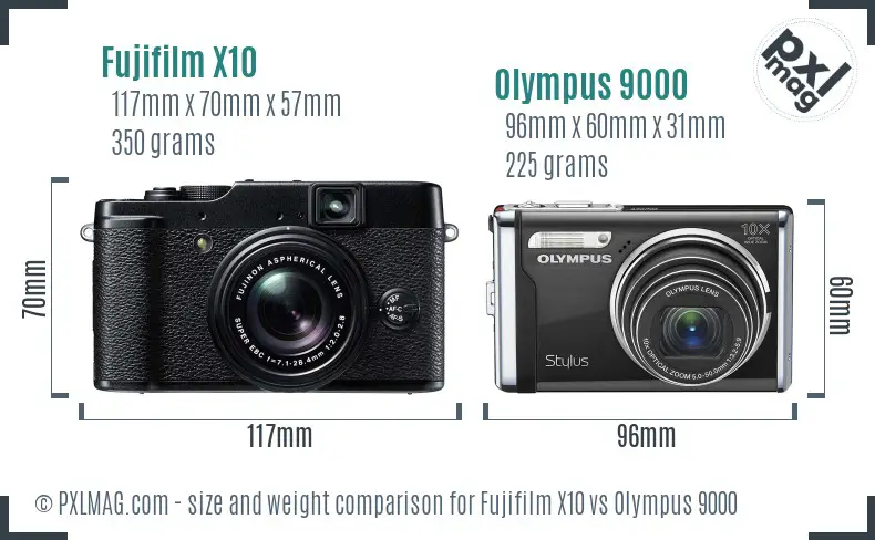 Fujifilm X10 vs Olympus 9000 size comparison
