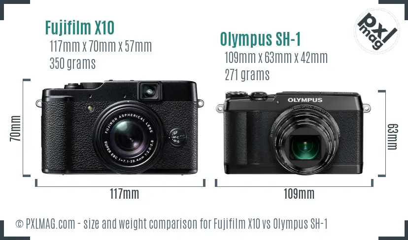 Fujifilm X10 vs Olympus SH-1 size comparison