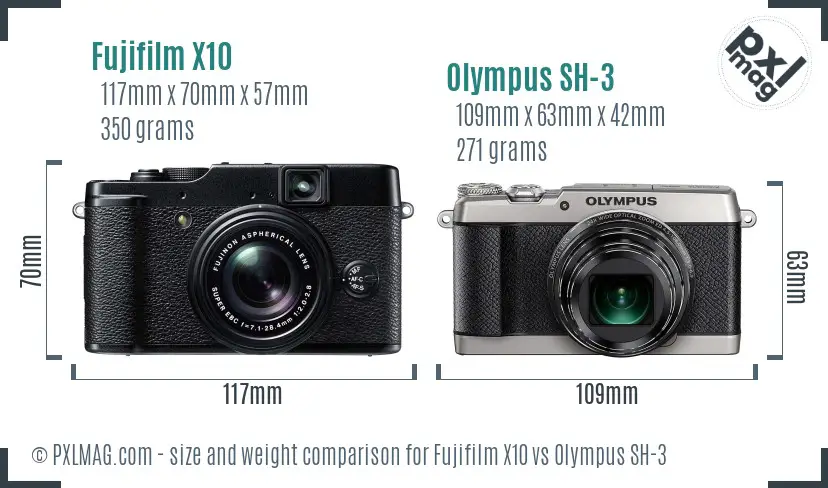 Fujifilm X10 vs Olympus SH-3 size comparison