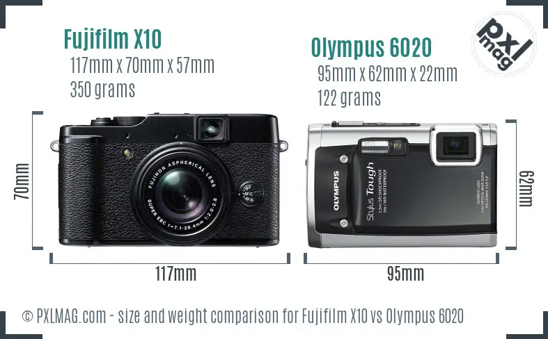 Fujifilm X10 vs Olympus 6020 size comparison Fujifilm X10 vs Olympus 6020 size comparison
