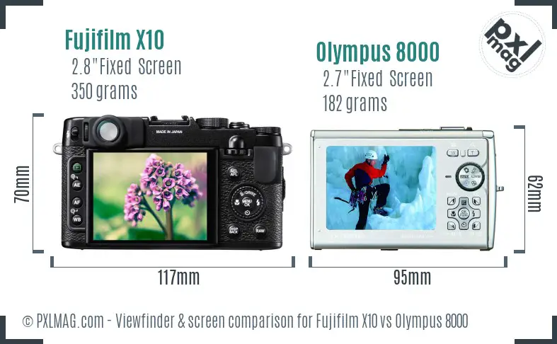 Fujifilm X10 vs Olympus 8000 Screen and Viewfinder comparison Fujifilm X10 vs Olympus 8000 Screen and Viewfinder comparison