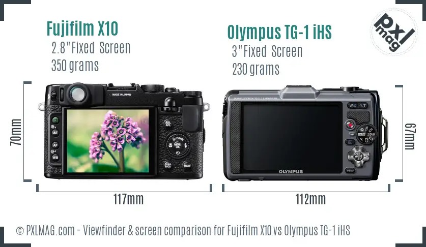 Fujifilm X10 vs Olympus TG-1 iHS Screen and Viewfinder comparison