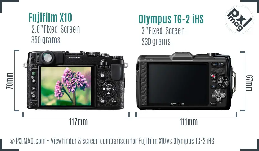 Fujifilm X10 vs Olympus TG-2 iHS Screen and Viewfinder comparison