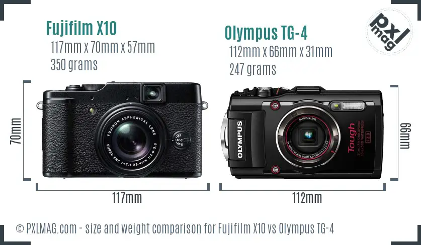 Fujifilm X10 vs Olympus TG-4 size comparison Fujifilm X10 vs Olympus TG-4 size comparison