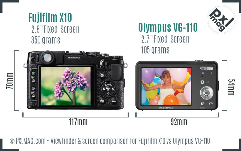 Fujifilm X10 vs Olympus VG-110 Screen and Viewfinder comparison