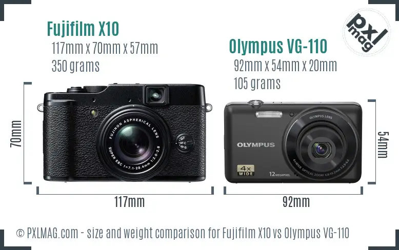 Fujifilm X10 vs Olympus VG-110 size comparison