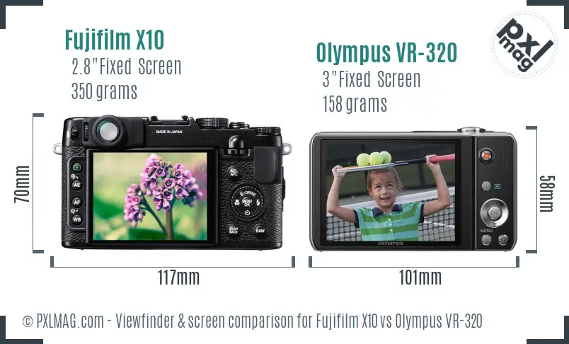 Fujifilm X10 vs Olympus VR-320 Screen and Viewfinder comparison