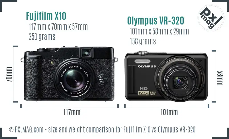 Fujifilm X10 vs Olympus VR-320 size comparison Fujifilm X10 vs Olympus VR-320 size comparison