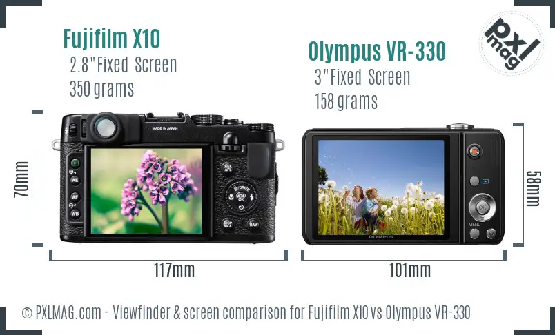 Fujifilm X10 vs Olympus VR-330 Screen and Viewfinder comparison Fujifilm X10 vs Olympus VR-330 Screen and Viewfinder comparison
