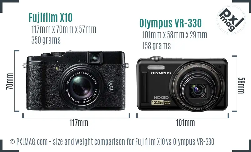 Fujifilm X10 vs Olympus VR-330 size comparison Fujifilm X10 vs Olympus VR-330 size comparison