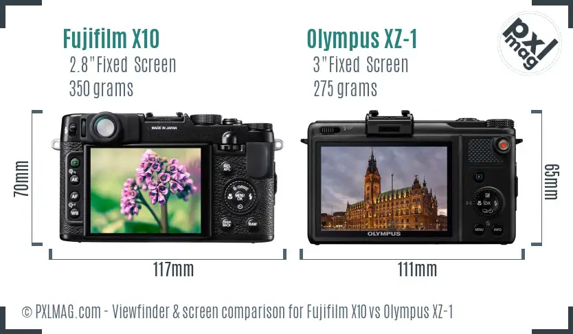 Fujifilm X10 vs Olympus XZ-1 Screen and Viewfinder comparison