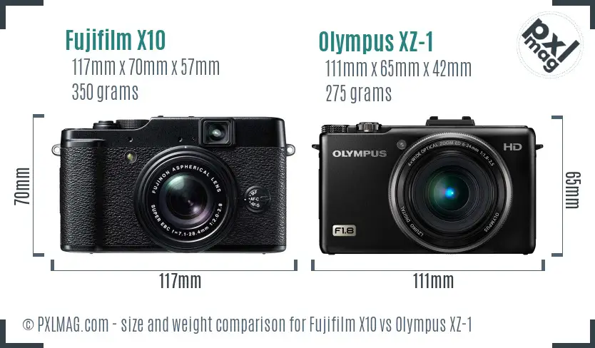 Fujifilm X10 vs Olympus XZ-1 size comparison