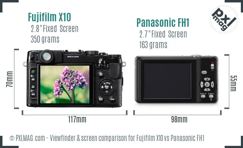 Fujifilm X10 vs Panasonic FH1 Screen and Viewfinder comparison