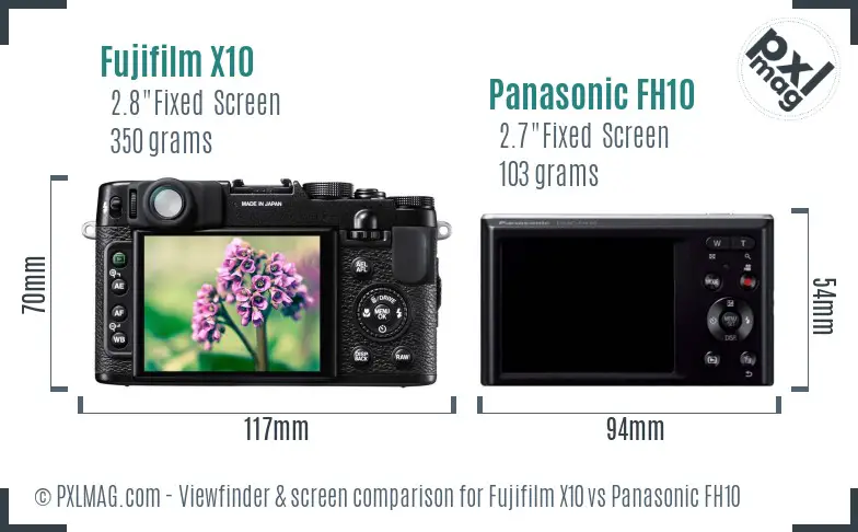 Fujifilm X10 vs Panasonic FH10 Screen and Viewfinder comparison Fujifilm X10 vs Panasonic FH10 Screen and Viewfinder comparison