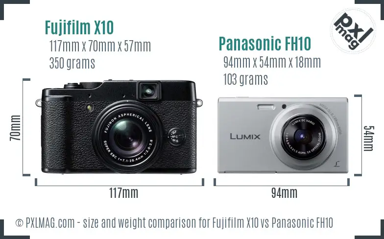 Fujifilm X10 vs Panasonic FH10 size comparison Fujifilm X10 vs Panasonic FH10 size comparison
